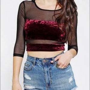 UO Mesh & Velour Crop Top 🥀
